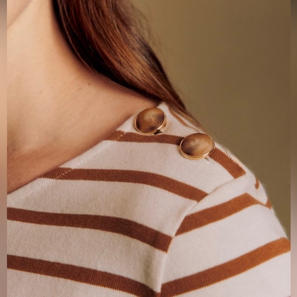 Striped Cream and Brown Women's Top - Picture 2 of 7